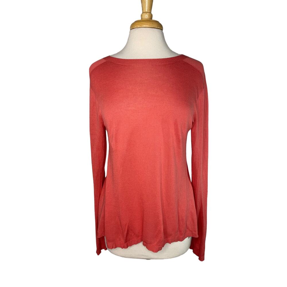 EILEEN FISHER Salmon Pink Lyocell Fine Knit Pullover Sweater Size Medium R17SUE
